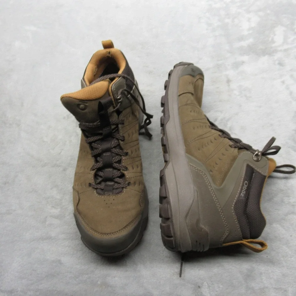 Oboz Hiking Boots Men 9 Green Lace-Up Sypes Mid Leather Waterproof Trail Outdoor